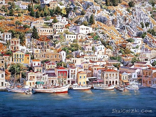 Pantelis Zografos水彩笔下的希腊爱琴海71084