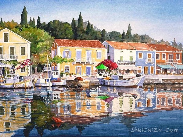 Pantelis Zografos水彩笔下的希腊爱琴海72323