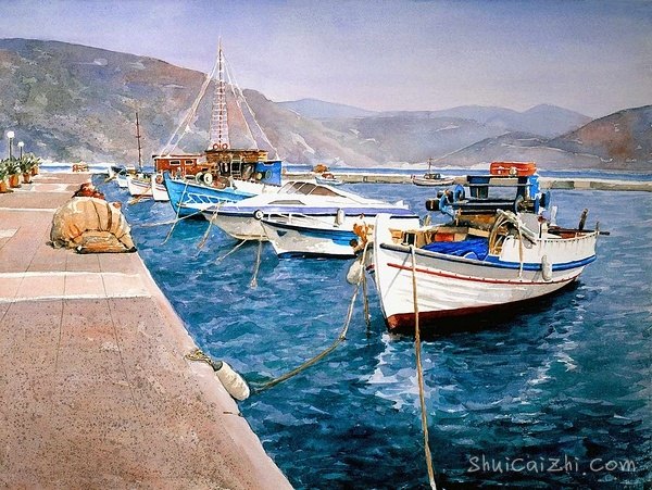 Pantelis Zografos水彩笔下的希腊爱琴海73818