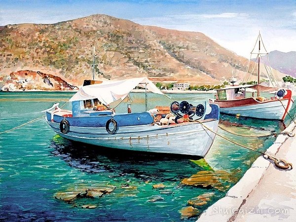Pantelis Zografos水彩笔下的希腊爱琴海74760