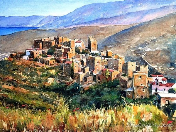 Pantelis Zografos水彩笔下的希腊爱琴海75136