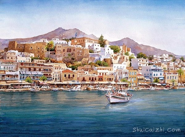 Pantelis Zografos水彩笔下的希腊爱琴海75292