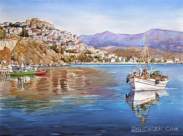 Pantelis Zografos水彩笔下的希腊爱琴海75444