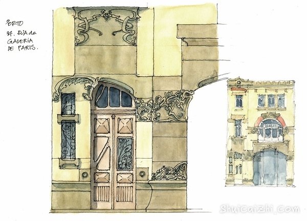 Gerard Michel淡彩建筑写生作品217485