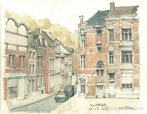 Gerard Michel淡彩建筑写生作品217546