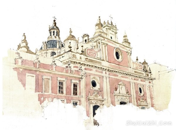 Gerard Michel淡彩建筑写生作品217612
