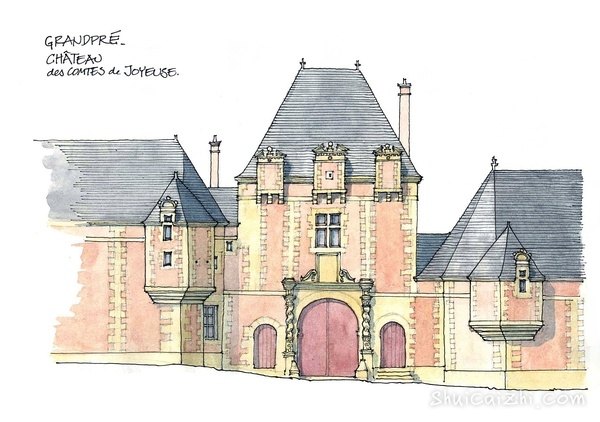 Gerard Michel淡彩建筑写生作品272653