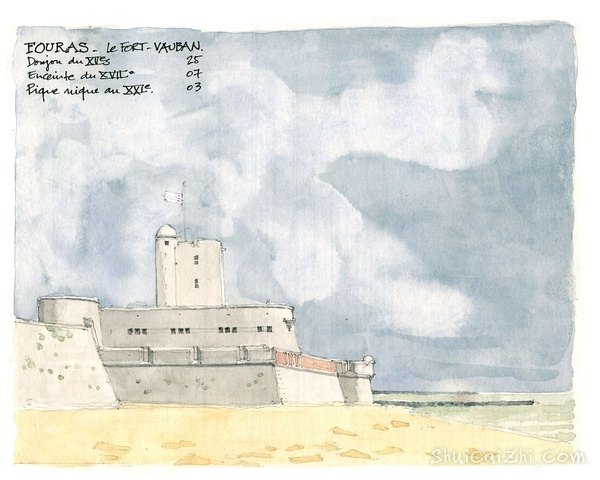 Gerard Michel淡彩建筑写生作品273120