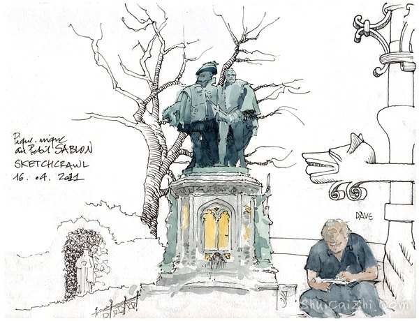 Gerard Michel淡彩建筑写生作品275068