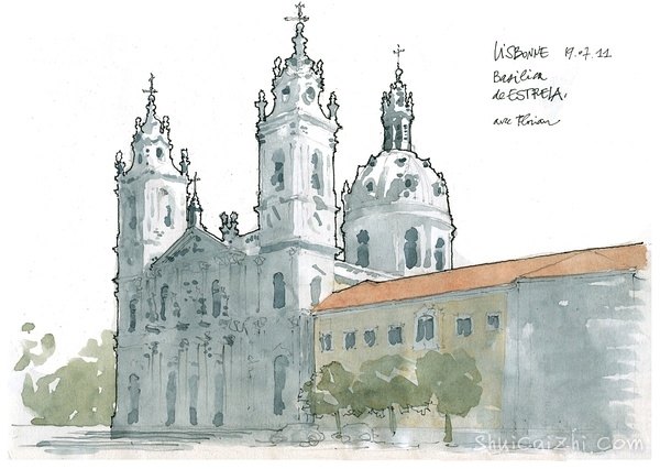 Gerard Michel淡彩建筑写生作品275128