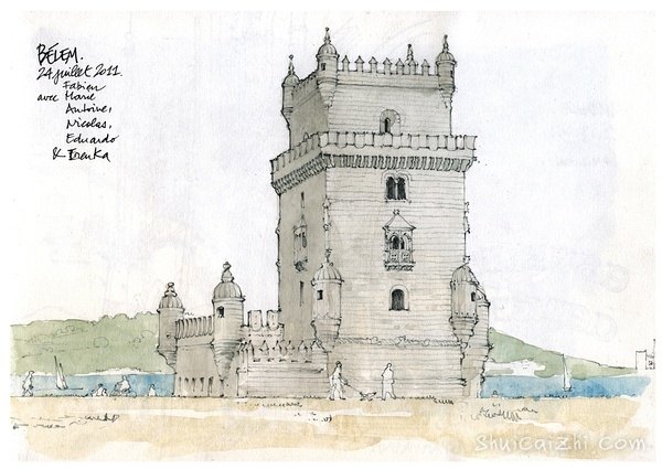 Gerard Michel淡彩建筑写生作品275248