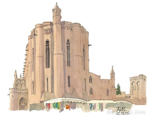 Gerard Michel淡彩建筑写生作品378099