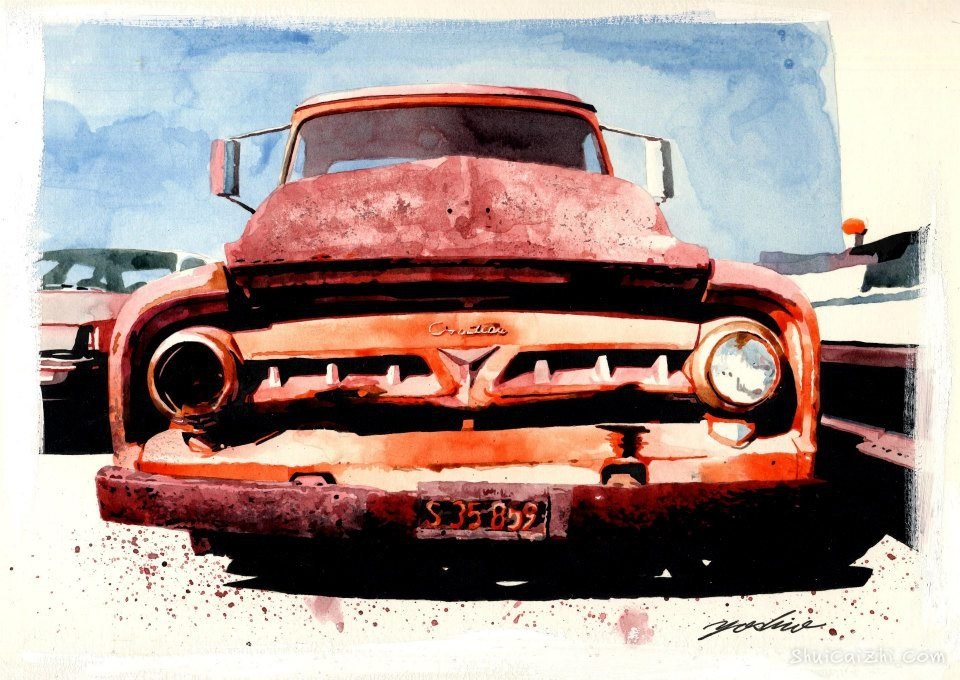 中沢ヨシオ的水彩机车画2840