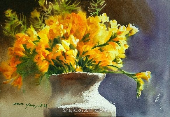 韩国Yang Won Hui水彩花卉作品2410543