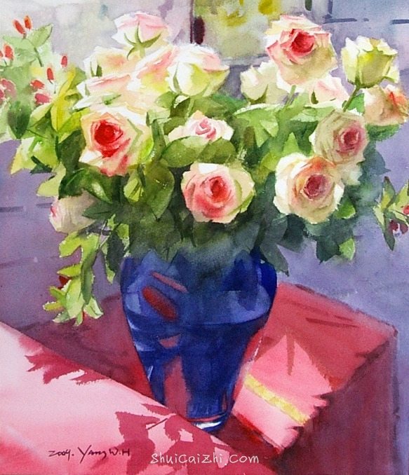 韩国Yang Won Hui水彩花卉作品7153138