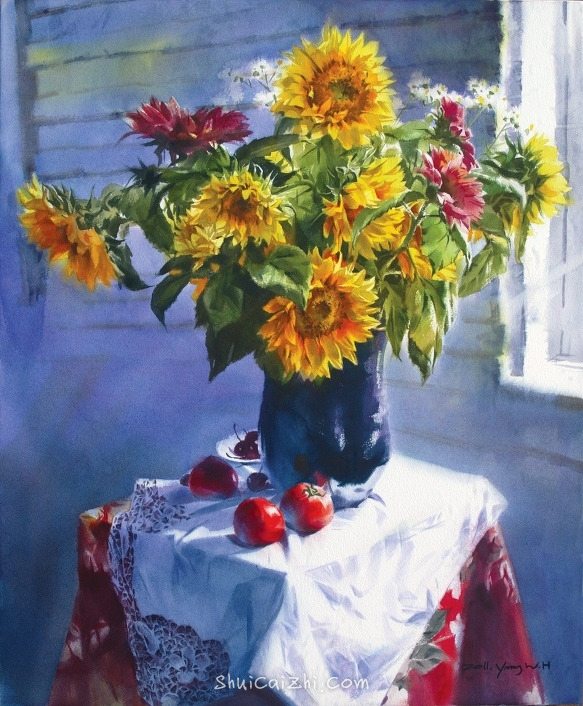 韩国Yang Won Hui水彩花卉作品7153269