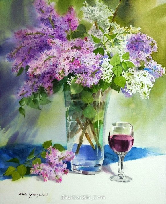 韩国Yang Won Hui水彩花卉作品7155169