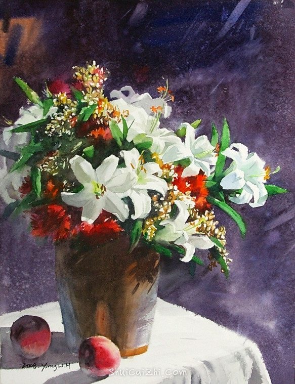 韩国Yang Won Hui水彩花卉作品7155202