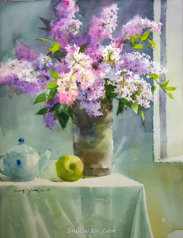 韩国Yang Won Hui水彩花卉作品7155660