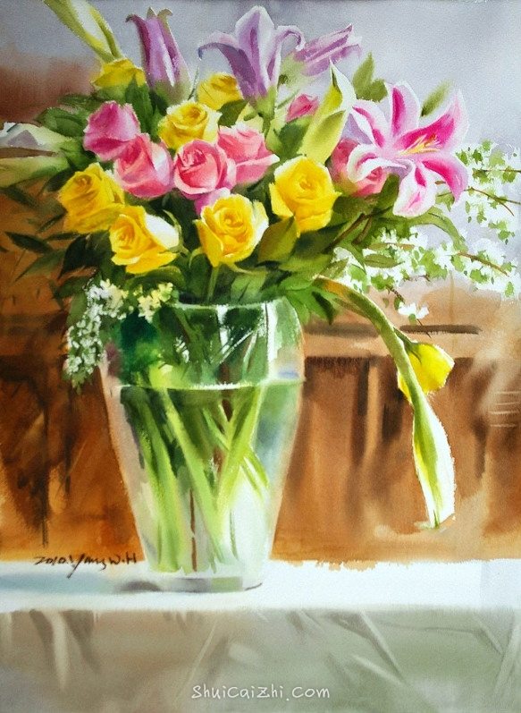 韩国Yang Won Hui水彩花卉作品7156629