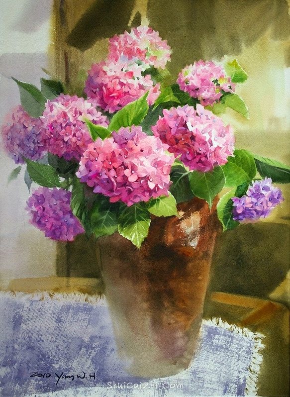 韩国Yang Won Hui水彩花卉作品7156721