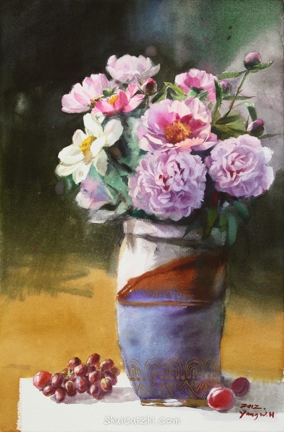 韩国Yang Won Hui水彩花卉作品7156888