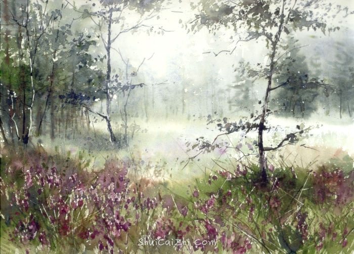 Malgorzata Szczecinska的自然风景花卉水彩画 2161696485