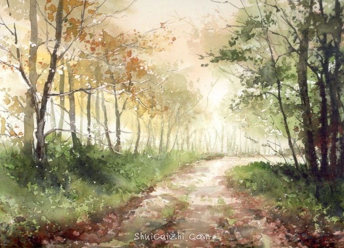 Malgorzata Szczecinska的自然风景花卉水彩画 2161696987