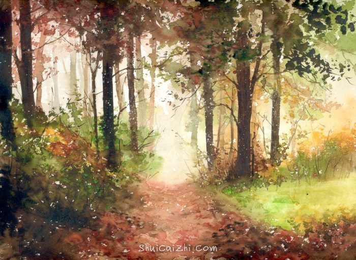 Malgorzata Szczecinska的自然风景花卉水彩画 2161697008