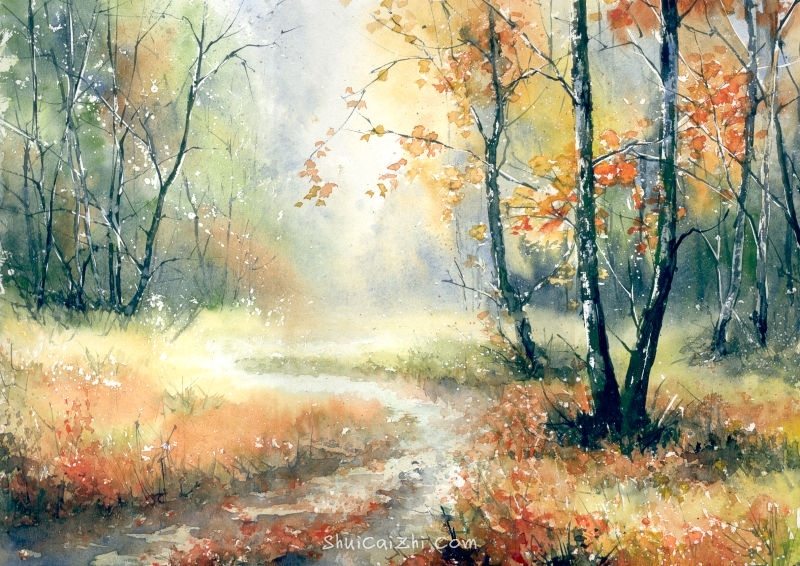 Malgorzata Szczecinska的自然风景花卉水彩画 2161697083