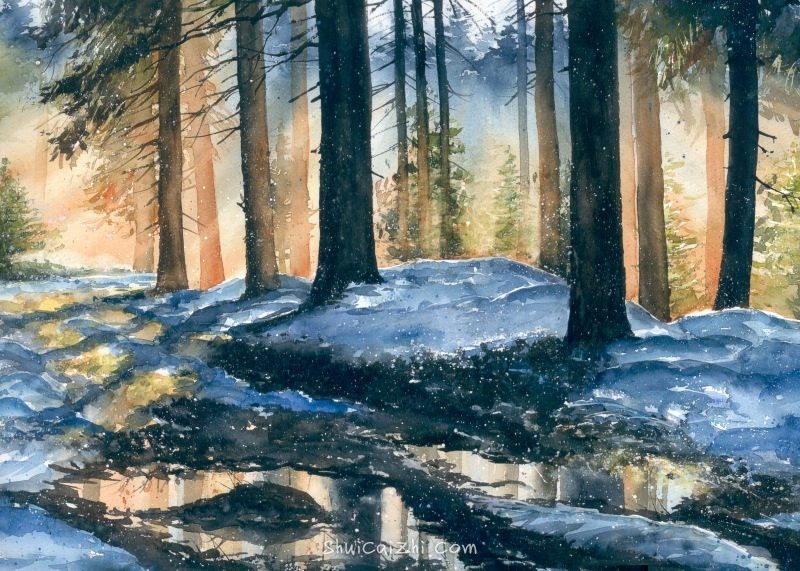 Malgorzata Szczecinska的自然风景花卉水彩画 2161699044