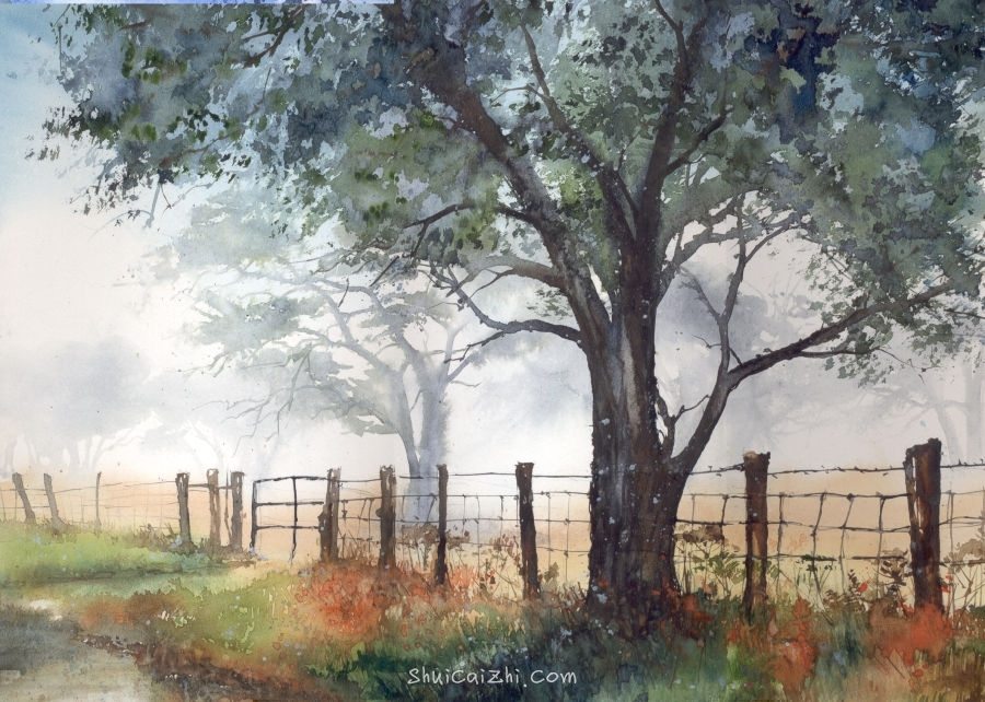 Malgorzata Szczecinska的自然风景花卉水彩画 2161699053