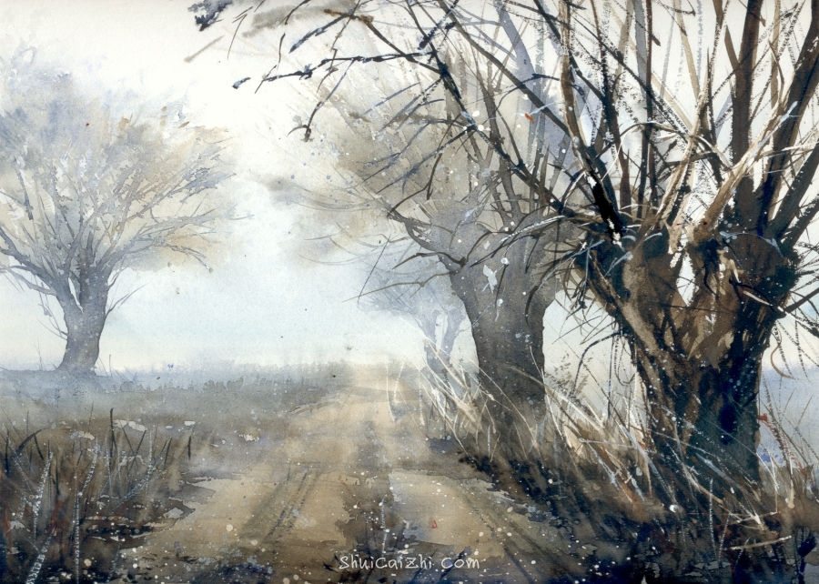 Malgorzata Szczecinska的自然风景花卉水彩画 2161706488