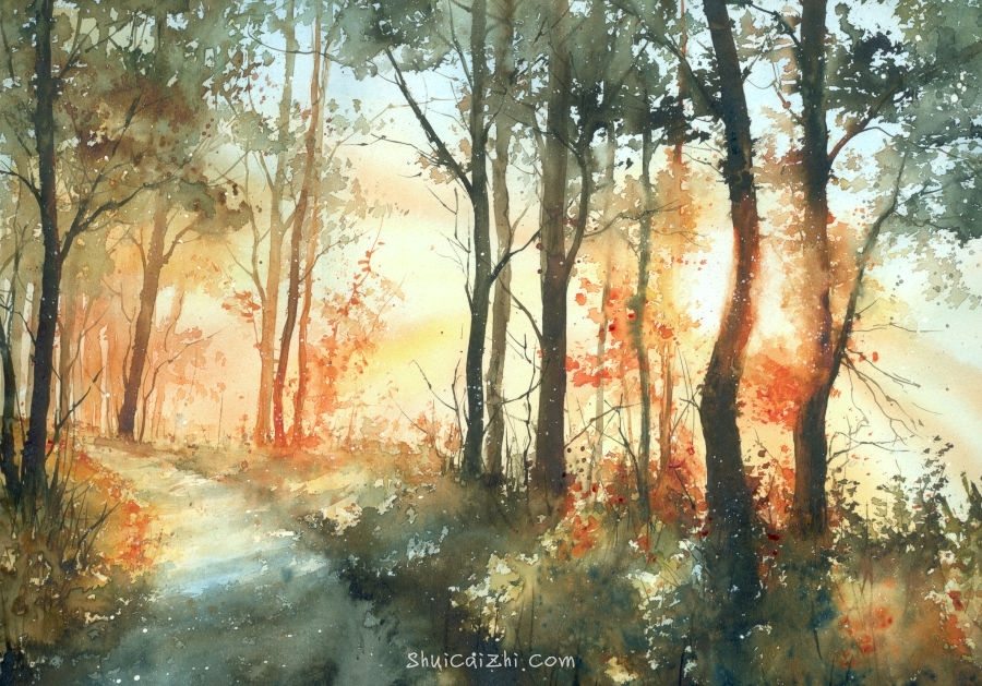 Malgorzata Szczecinska的自然风景花卉水彩画 2161706642