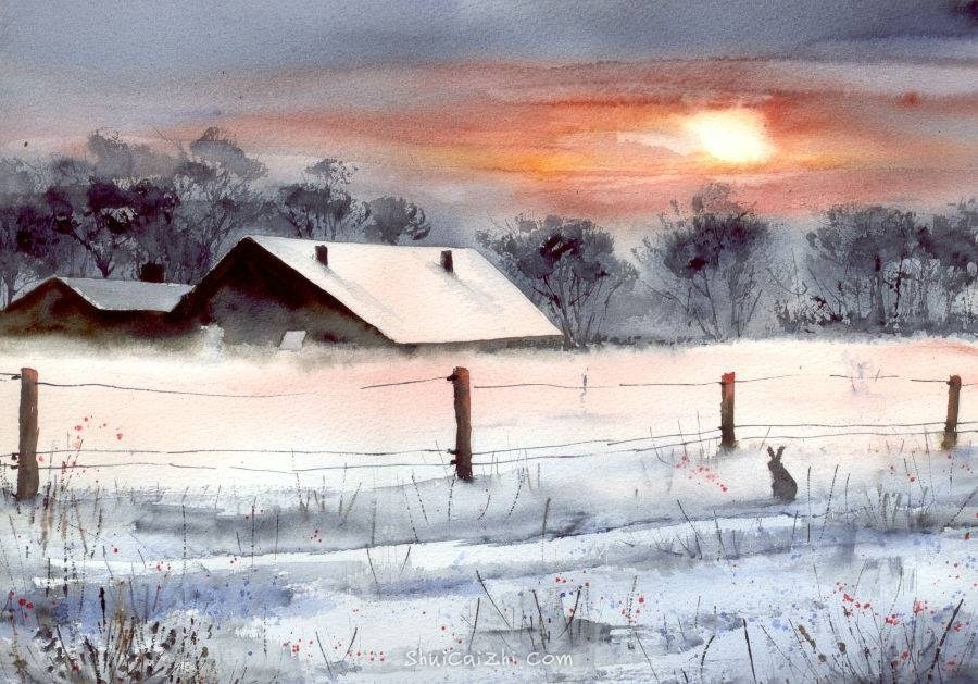 Malgorzata Szczecinska的自然风景花卉水彩画 2161706858