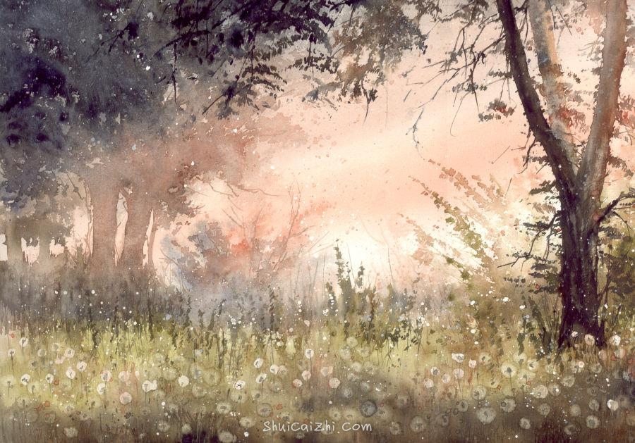 Malgorzata Szczecinska的自然风景花卉水彩画 2161706918