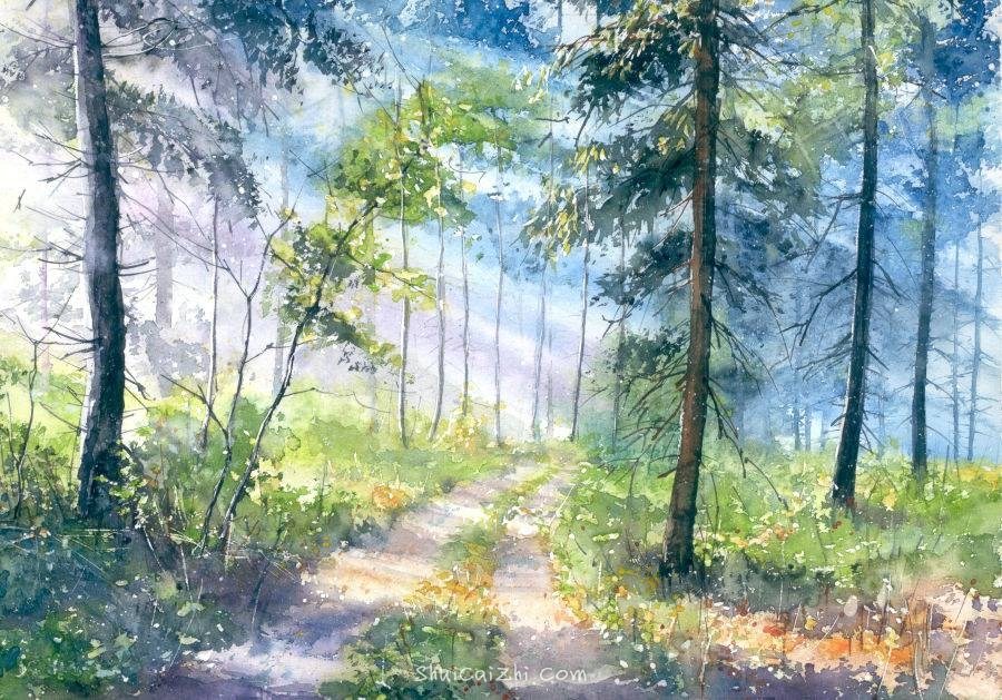 Malgorzata Szczecinska的自然风景花卉水彩画 2161706943