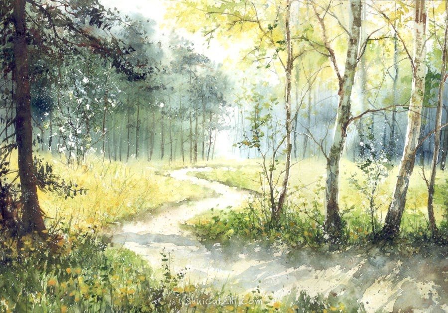 Malgorzata Szczecinska的自然风景花卉水彩画 2161706952