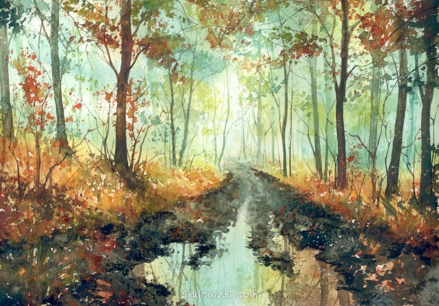 Malgorzata Szczecinska的自然风景花卉水彩画 2161707358