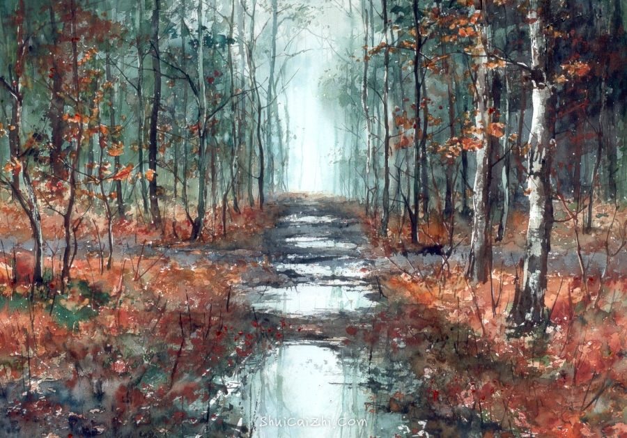 Malgorzata Szczecinska的自然风景花卉水彩画 2161707368