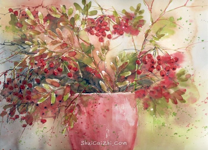 Malgorzata Szczecinska的自然风景花卉水彩画 2161710571