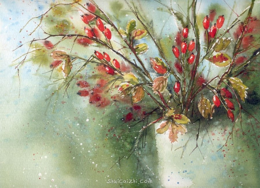 Malgorzata Szczecinska的自然风景花卉水彩画 2161710697