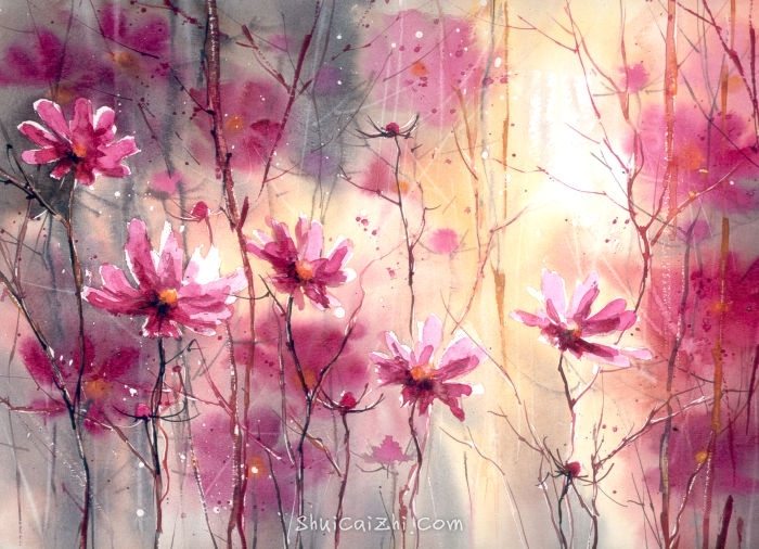 Malgorzata Szczecinska的自然风景花卉水彩画 2161711431