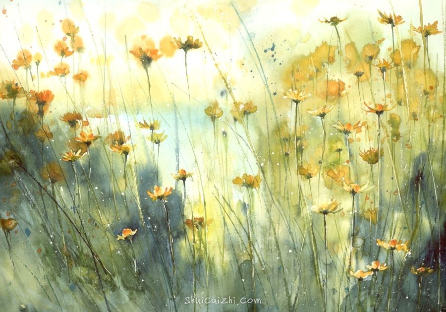 Malgorzata Szczecinska的自然风景花卉水彩画 2161711613