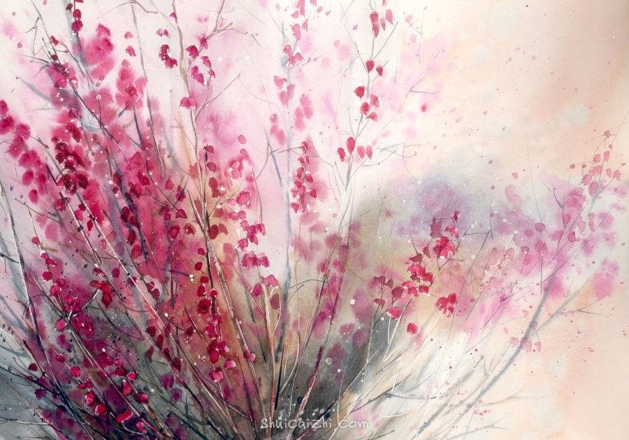 Malgorzata Szczecinska的自然风景花卉水彩画 2161711623