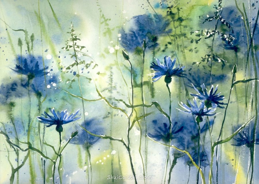 Malgorzata Szczecinska的自然风景花卉水彩画 2161711771