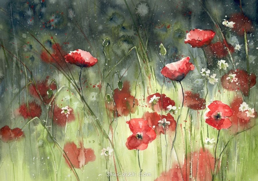 Malgorzata Szczecinska的自然风景花卉水彩画 2161711801