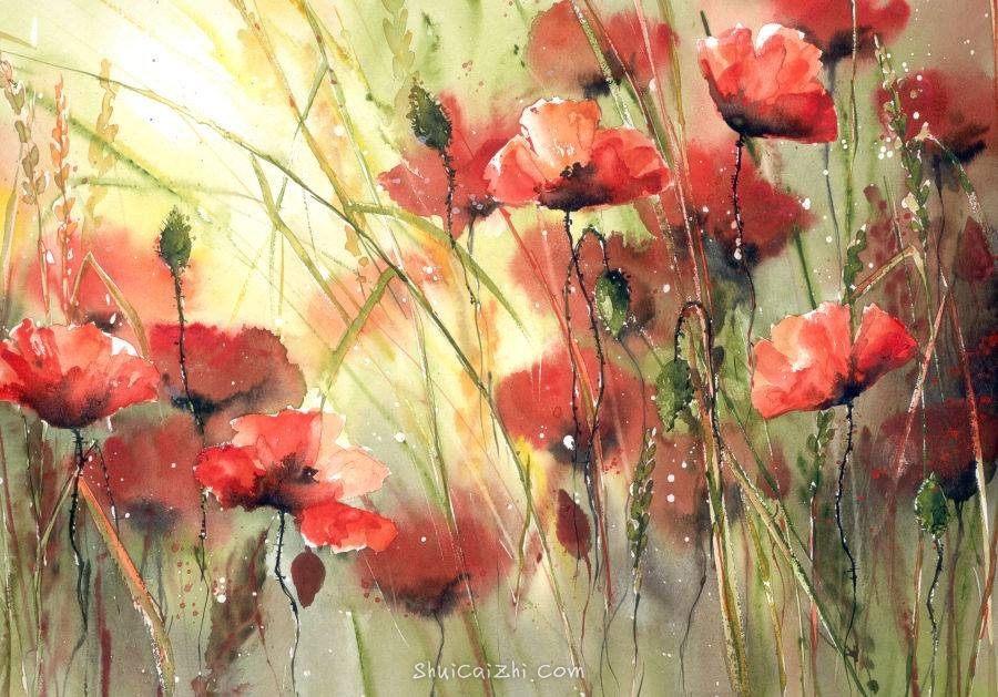 Malgorzata Szczecinska的自然风景花卉水彩画 2161711817