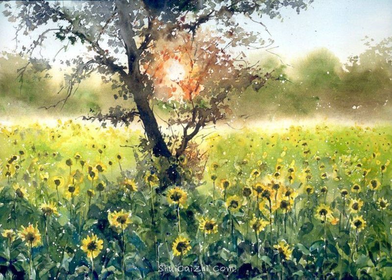 Malgorzata Szczecinska的自然风景花卉水彩画 2195876658