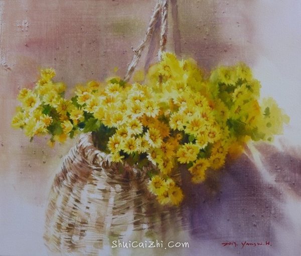 韩国Yang Won Hui水彩花卉作品995527